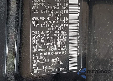 2023 Nissan Rogue Sv Intelligent Awd from USA, damaged, VIN JN8BT3BB3PW494480